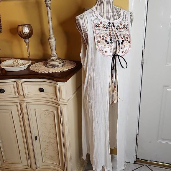 Mad Style boho chic white duster women's M/L - Picture 3 of 5